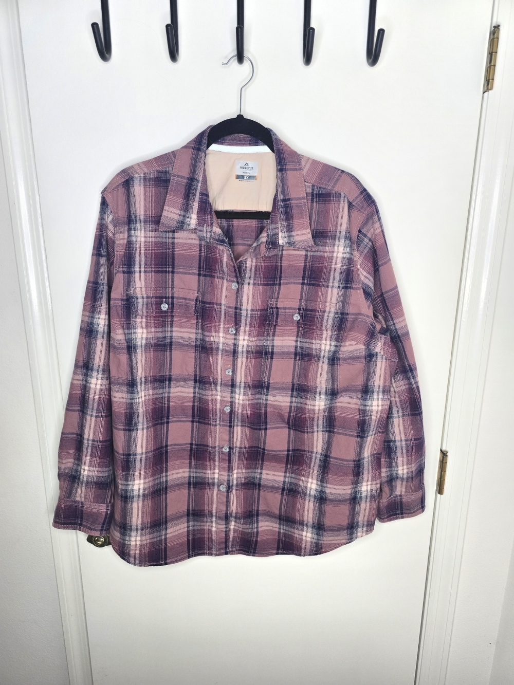Ridgecut Women’s Pink/Mauve Plaid Button-Down Shirt 2X